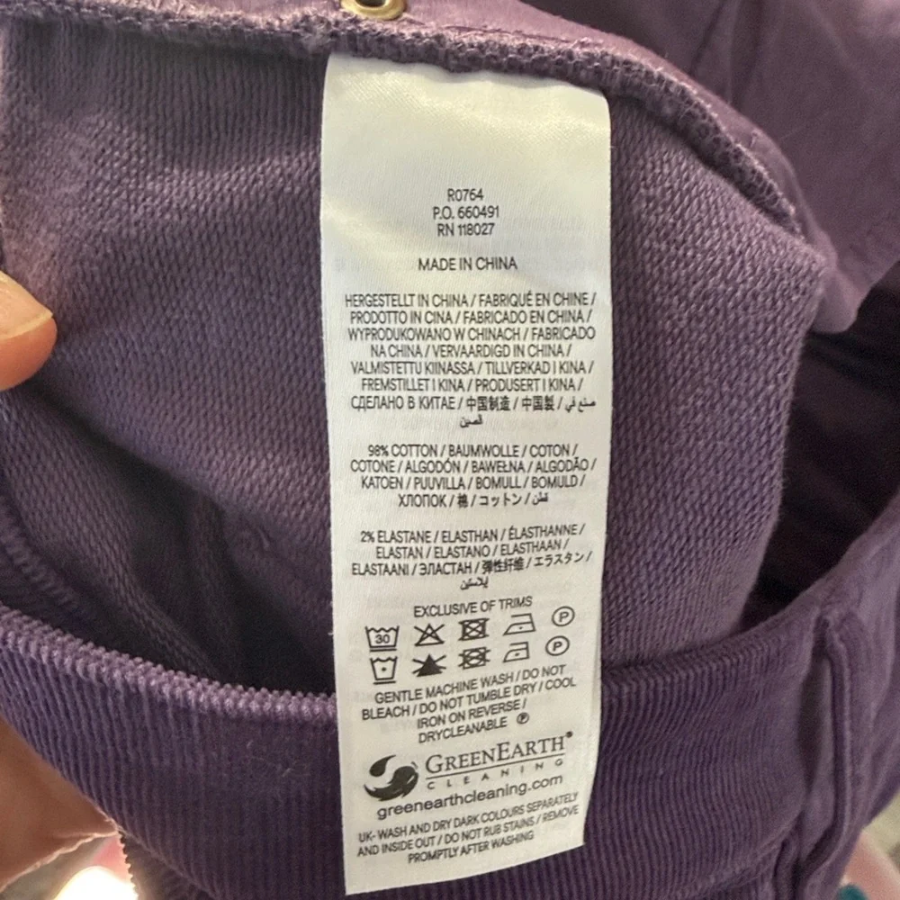 Boden Rich Purple Corduroy  Size 12 High rise Bootcut Cropped Pants - Picture 4 of 4